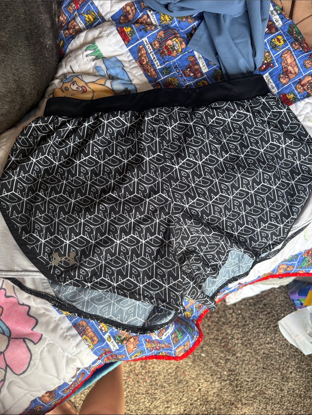 Under Armour Black & White Printed Athletic Shorts